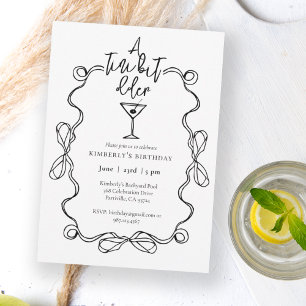 A Tiny Bit Older Black Wavy Border Birthday Party Invitation