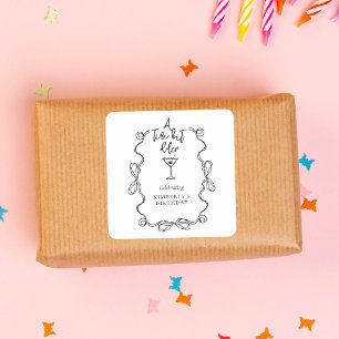 A Tiny Bit Older Black Wavy Border Birthday Party  Square Sticker