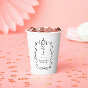 A Tiny Bit Older Chic Black Bow Border Birthday Paper Cups