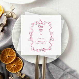 A Tiny Bit Older Pink Wavy Border Birthday Party Napkin