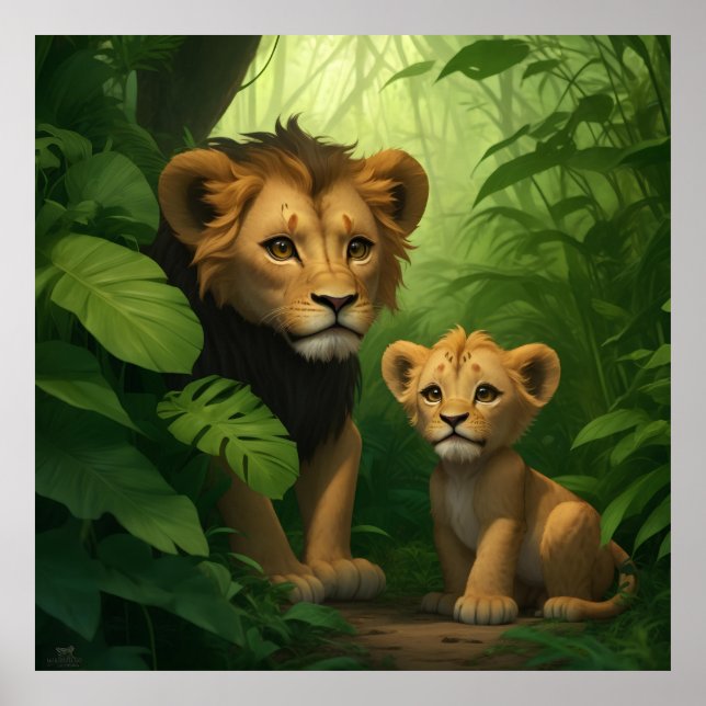 a tiny lion with a big heart in the green jungle poster (Front)