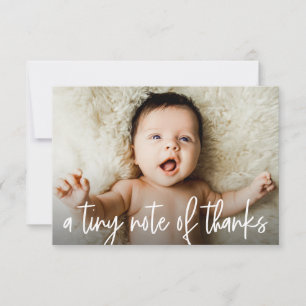 A Tiny Note of Thanks Baby Photo Modern Thank You Card