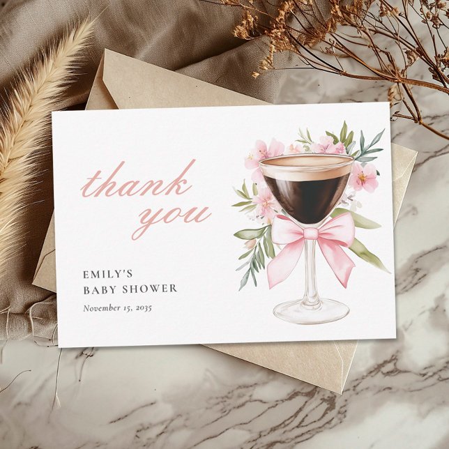 A Tiny One Espresso Martini Baby Shower Thank You Card (Creator Uploaded)