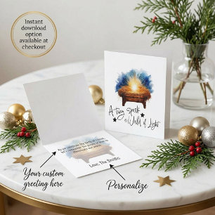 A tiny spark a world of Light manger christmas Card