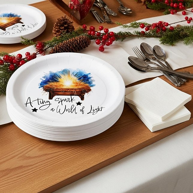A tiny spark a world of Light manger christmas Paper Plate (Creator Uploaded)