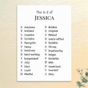 A to Z Friend Positive Qualities Customisable Gift Poster