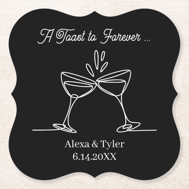 A Toast to Forever | Personalized Wedding Paper Coaster (Front)