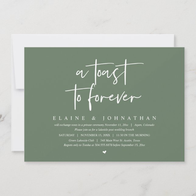 A Toast To Forever, Wedding Elopement Brunch Party Invitation (Front)