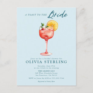A Toast To The Bride Blue Bridal Shower Invitation Postcard