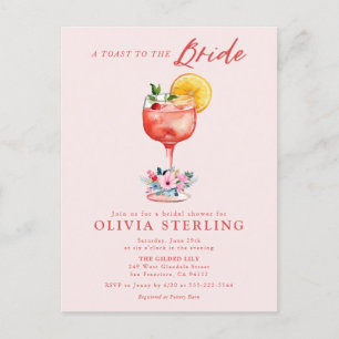 A Toast To The Bride Pink Bridal Shower Invitation Postcard