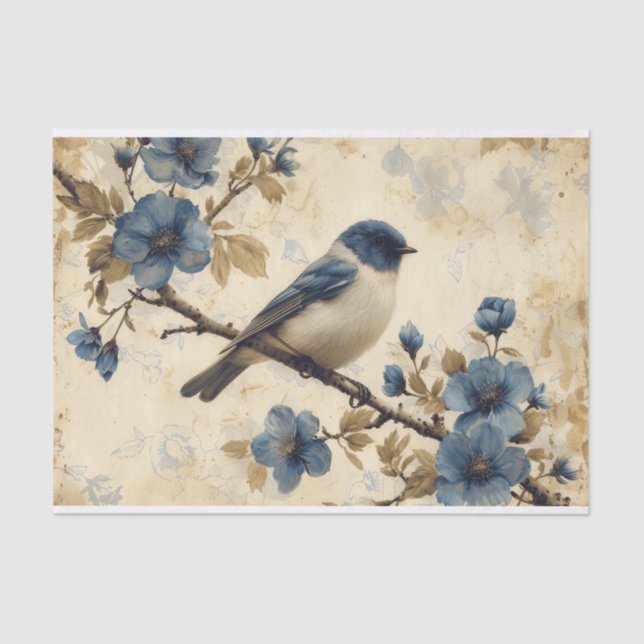 A Toile de Jouy Bluebird Tissue Paper (Front)
