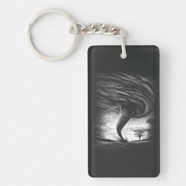 a tornado on a road in realistic style key ring (Front)