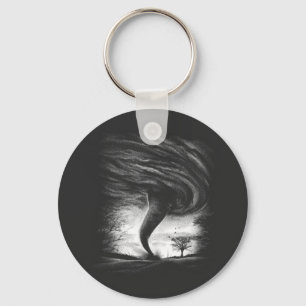 a tornado on a road in realistic style key ring
