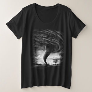 a tornado on a road in realistic style plus size T-Shirt