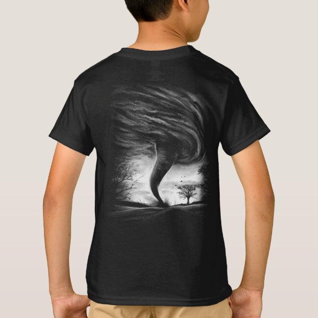a tornado on a road in realistic style T-Shirt (Back)