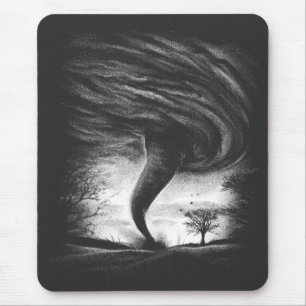 a tornado on a road in srealistic style mouse mat