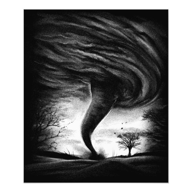 a tornado on a street in a realistic style photo print (Front)