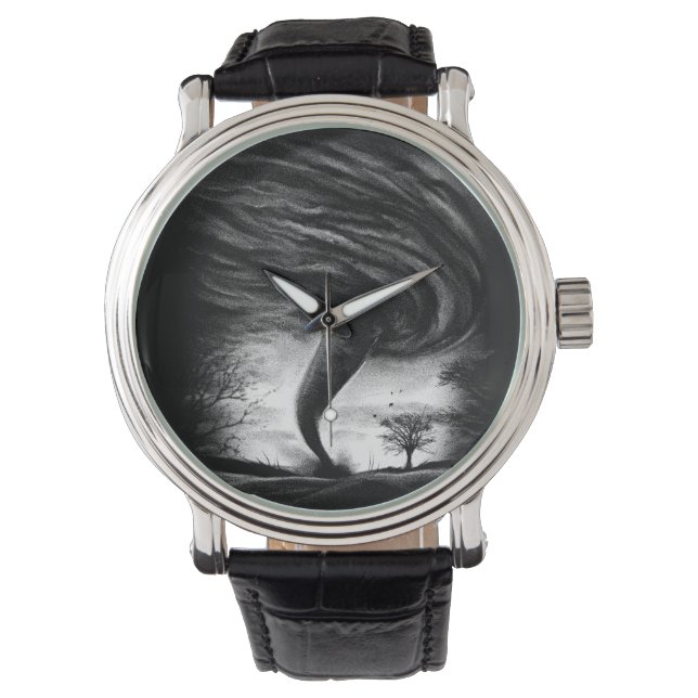 a tornado on a street in a realistic style watch (Front)