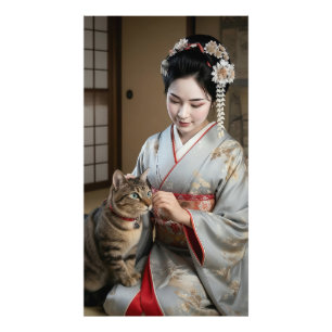 A Tortoiseshell Cat Resting Paws on a Maiko Photo Print