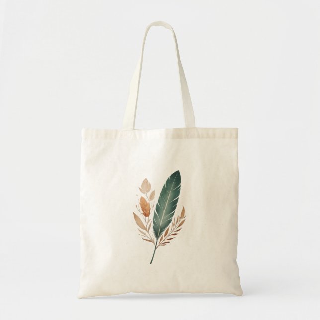 A tote Bag with a minimalist feather pattern (Front)