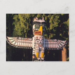 A totem pole In Vancouver, Canada. Postcard