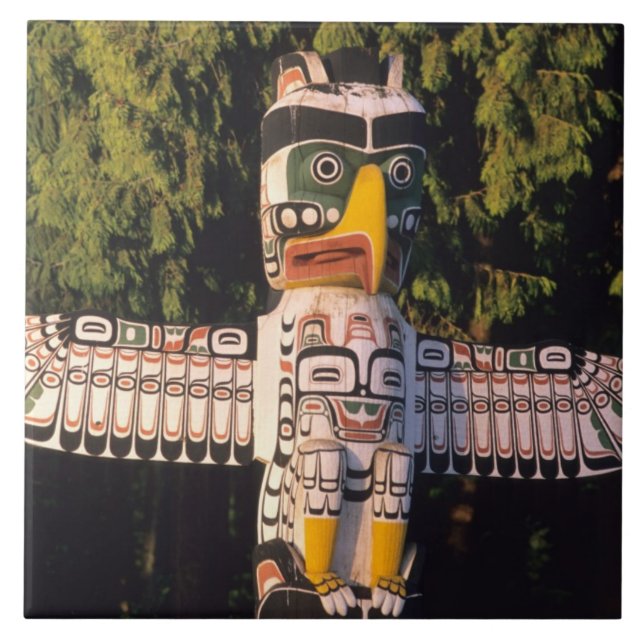 A totem pole In Vancouver, Canada. Tile (Front)