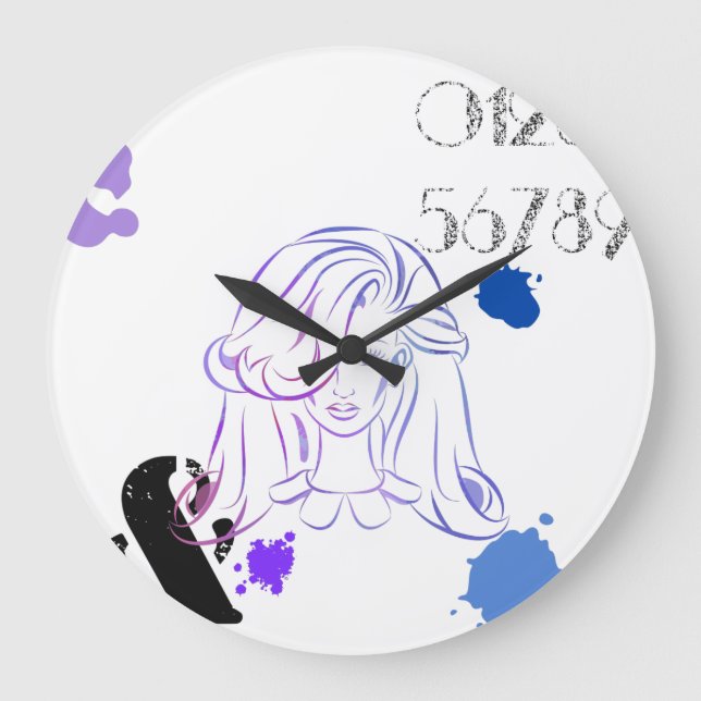 A Touch of Colour Watercolor Splatters Large Clock (Front)