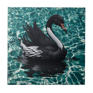 A Touch of Elegance - Enchanting Black Swan Tile