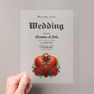 A touch of gothic, hearts and eternal connection. acrylic invitations