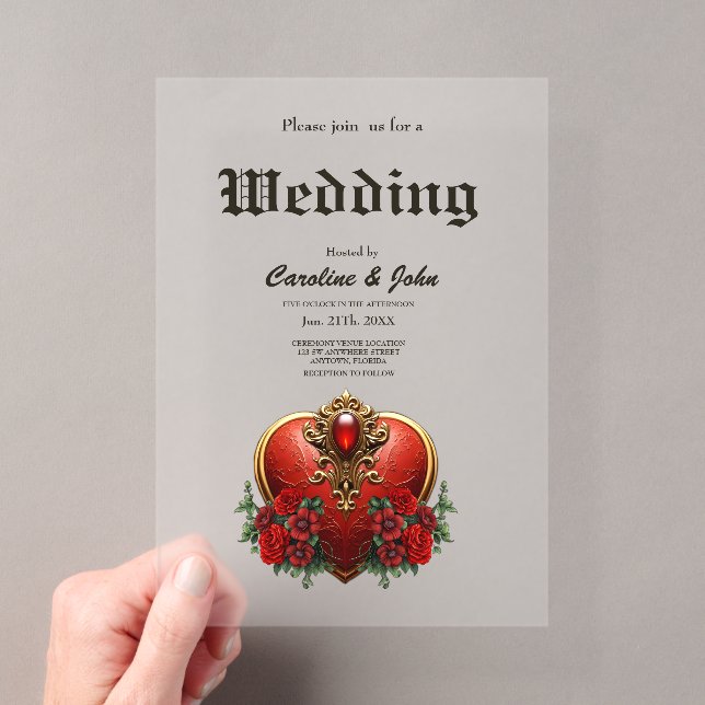 A touch of gothic, hearts and eternal connection.  acrylic invitations (Insitu (Handheld))