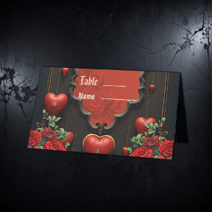 A touch of gothic, hearts and eternal connection. place card