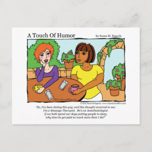 "A Touch of Humour" Anaesthesiologist Massage Comi Postcard