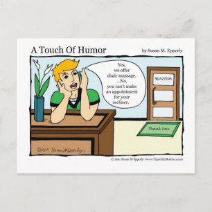 "A Touch of Humour" Chair Massage Comic Post Card