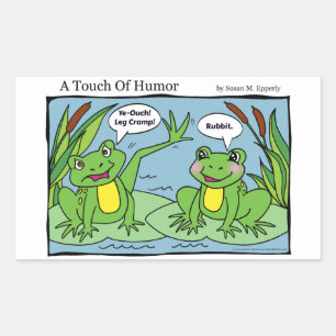 "A Touch of Humour" Frogs Massage Therapy Comic Rectangular Sticker