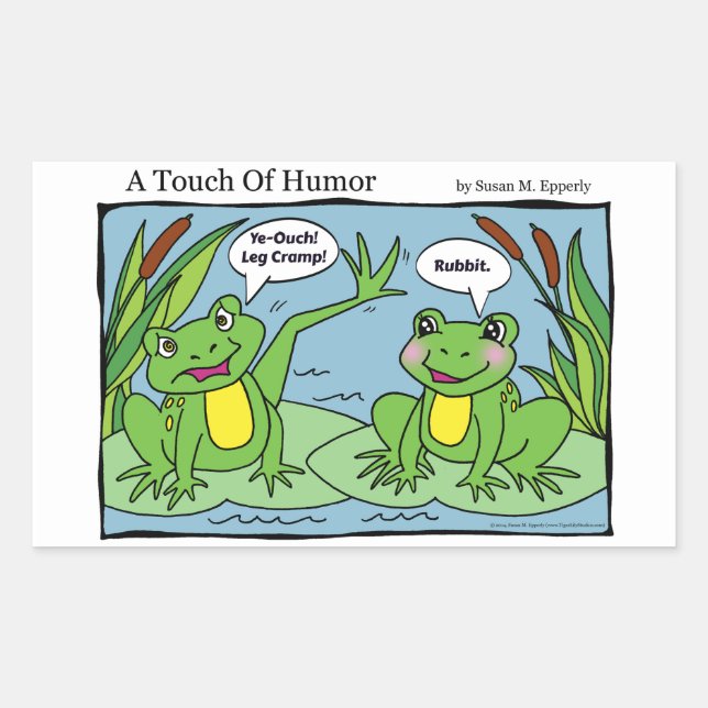 "A Touch of Humour" Frogs Massage Therapy Comic Rectangular Sticker (Front)