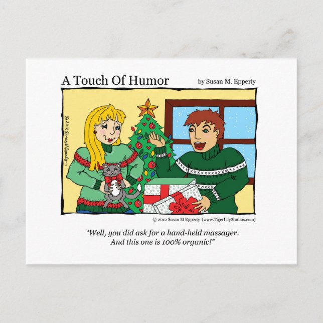 "A Touch of Humour" Hand Held Massager / Cat Comic Postcard (Front)