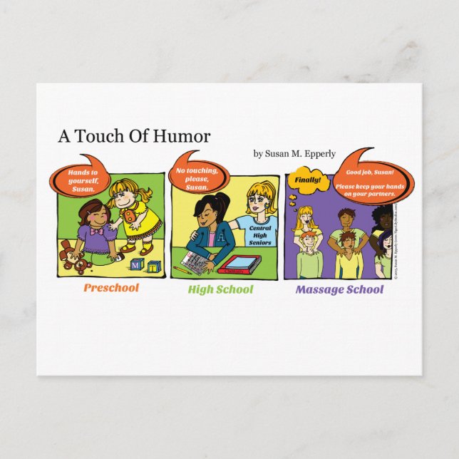 "A Touch of Humour" Hands to Yourself Massage Comi Postcard (Front)
