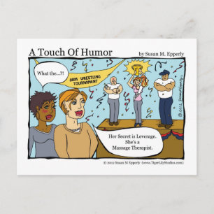 "A Touch of Humour" Massage Therapist Arm Wrestler Postcard