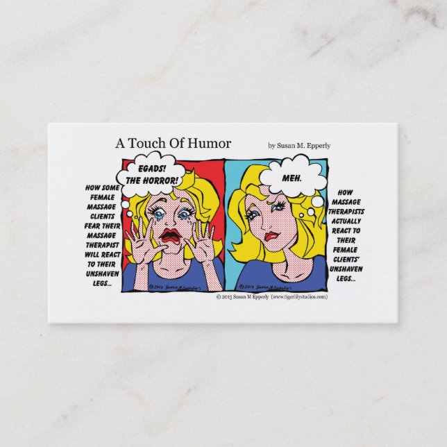 "A Touch of Humour" Massage Therapy Business Cards (Front)