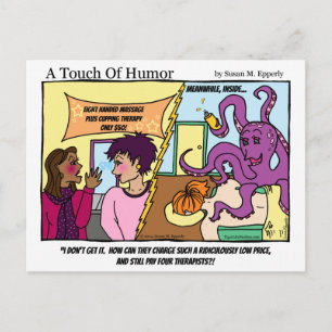 "A Touch of Humour" Octopus Massage Comic Postcard