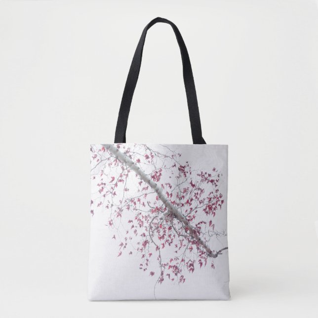 A touch of pink leaves tote bag (Front)
