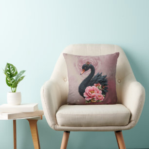 A touch of rose and swan's glow. cushion