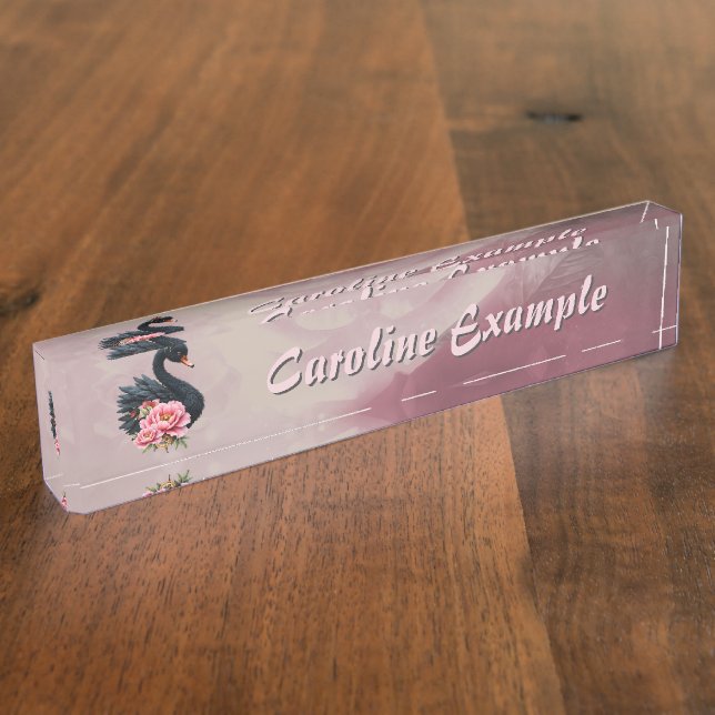 A touch of rose and swan's glow.  nameplate (Side)