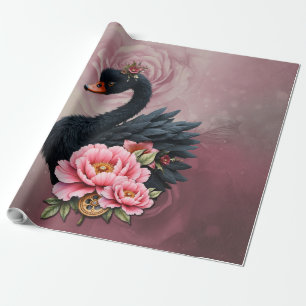A touch of rose and swan's glow. wrapping paper