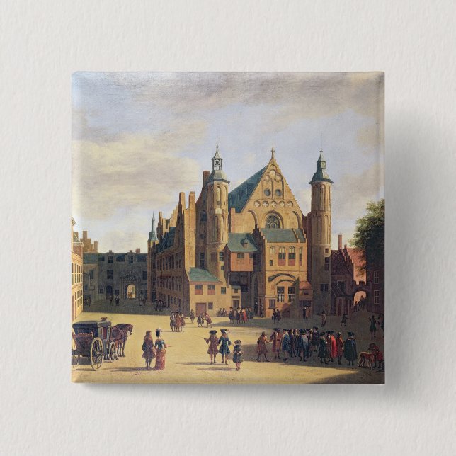 A Town Square in Haarlem 15 Cm Square Badge (Front)