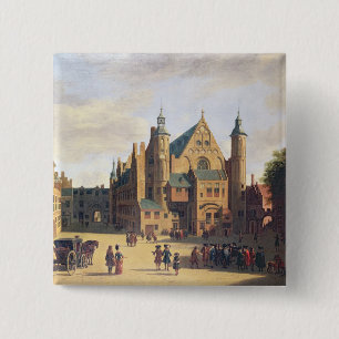 A Town Square in Haarlem 15 Cm Square Badge