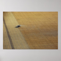 A tractor harvesting