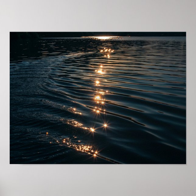 A Trail of Stars: Sunlight on Rippled Water Poster (Front)