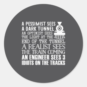 A Train Engineer And 3 Idiots Funny Joke  Classic Round Sticker