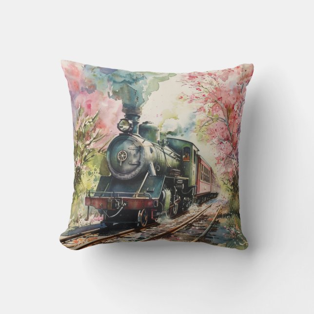 A Train in Springtime Cushion (Front)